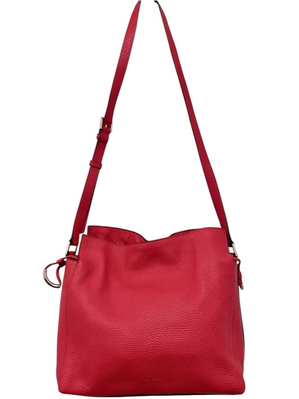Henri Bendel Red/Pink Pebbled Leather Bucket Shoulder Bag NWOT